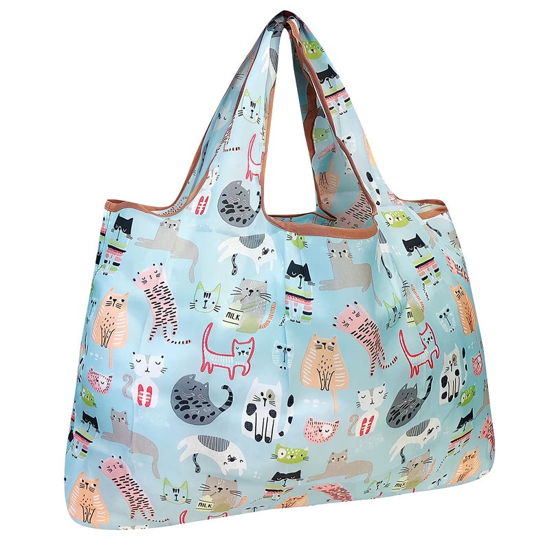 allydrew Large Foldable Tote Nylon Reusable Grocery Bag, Cool Cats - Image 1